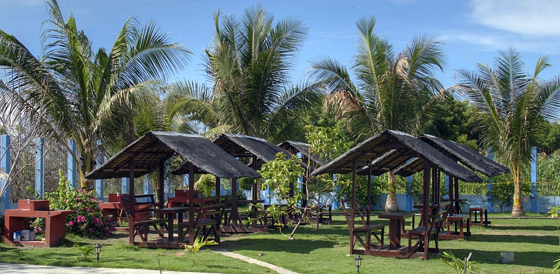 Huts in the BBQ area